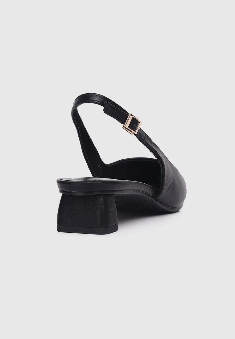 Sirena Slingback Heels (Black)