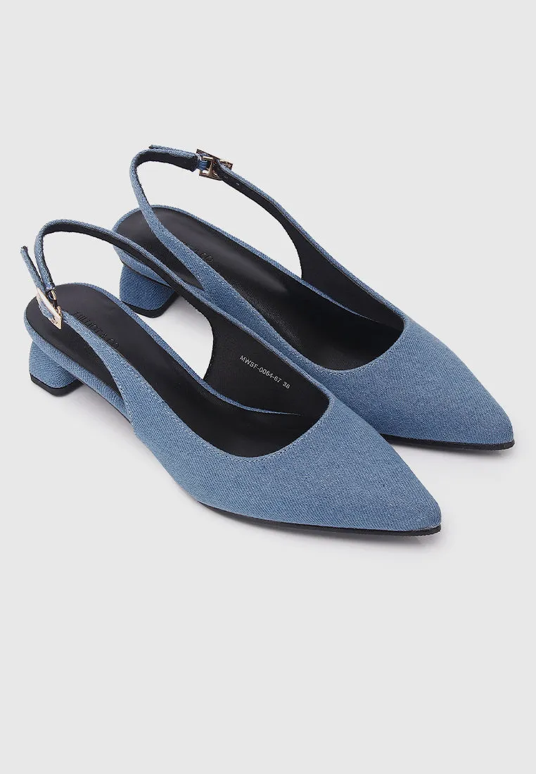 Sirena Slingback Heels (Steel Blue)