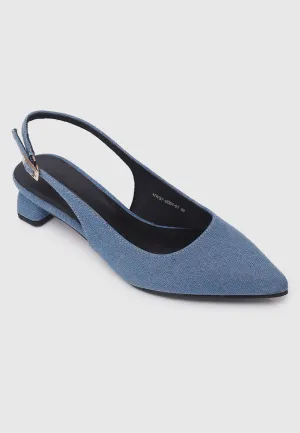 Sirena Slingback Heels (Steel Blue)