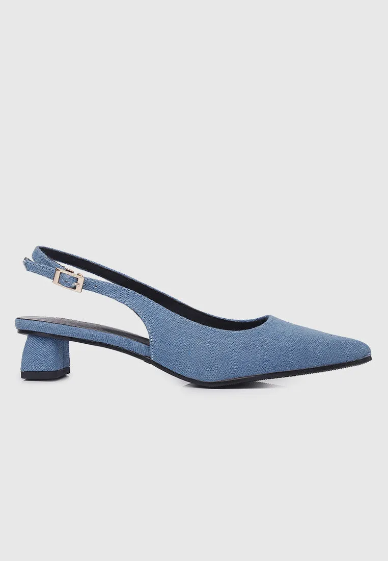 Sirena Slingback Heels (Steel Blue)
