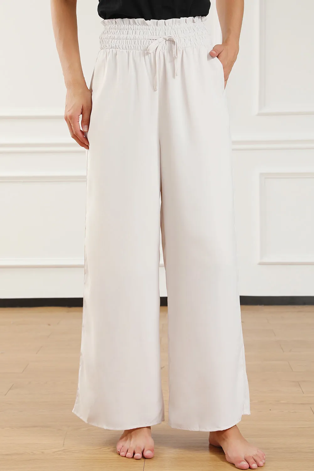 Smocked High Waist Wide Leg Pants