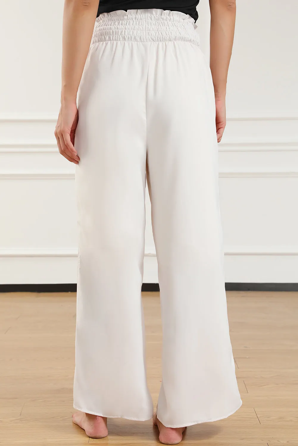 Smocked High Waist Wide Leg Pants