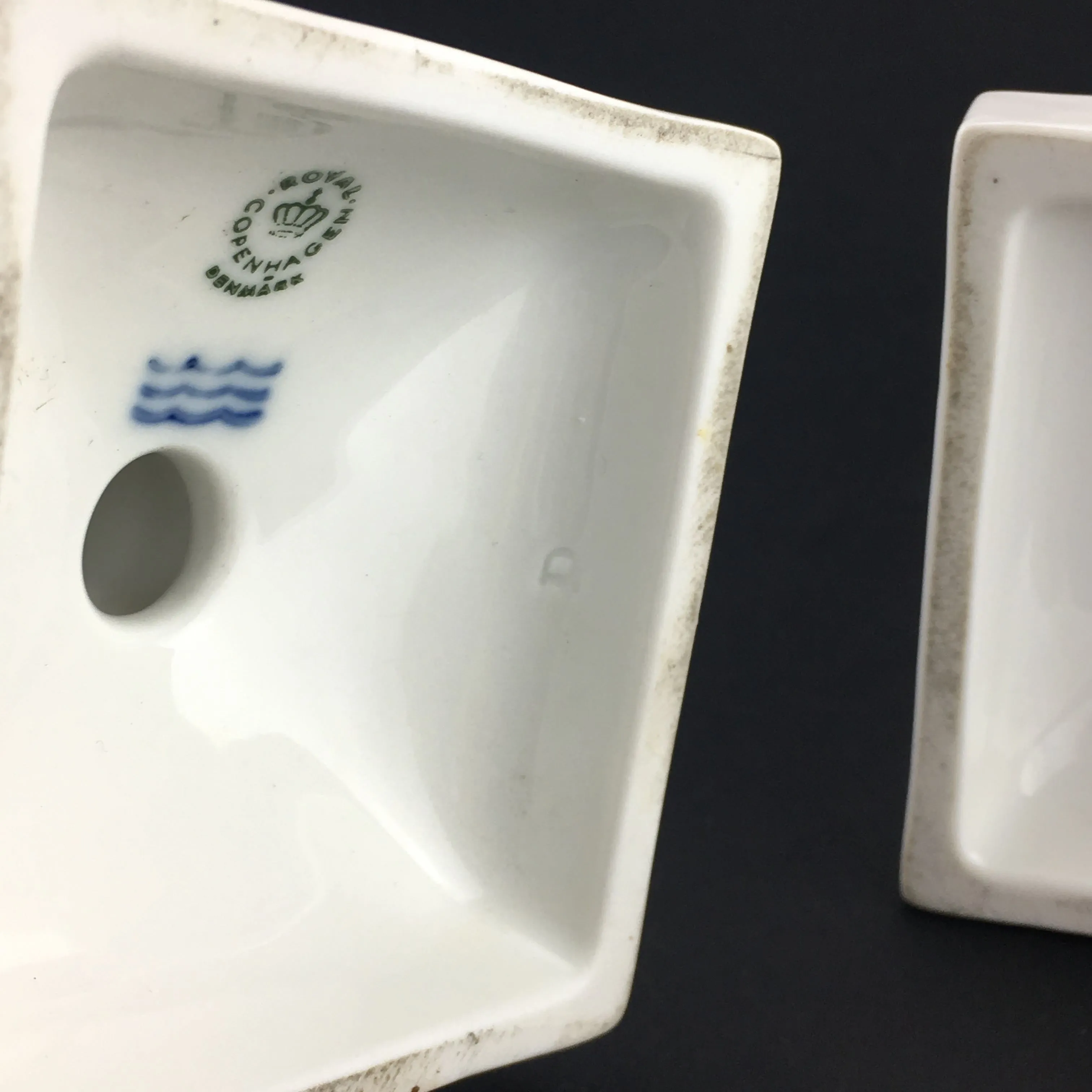 SOLD Pair Royal Copenhagen White Porcelain Candlesticks Neoclassical Design