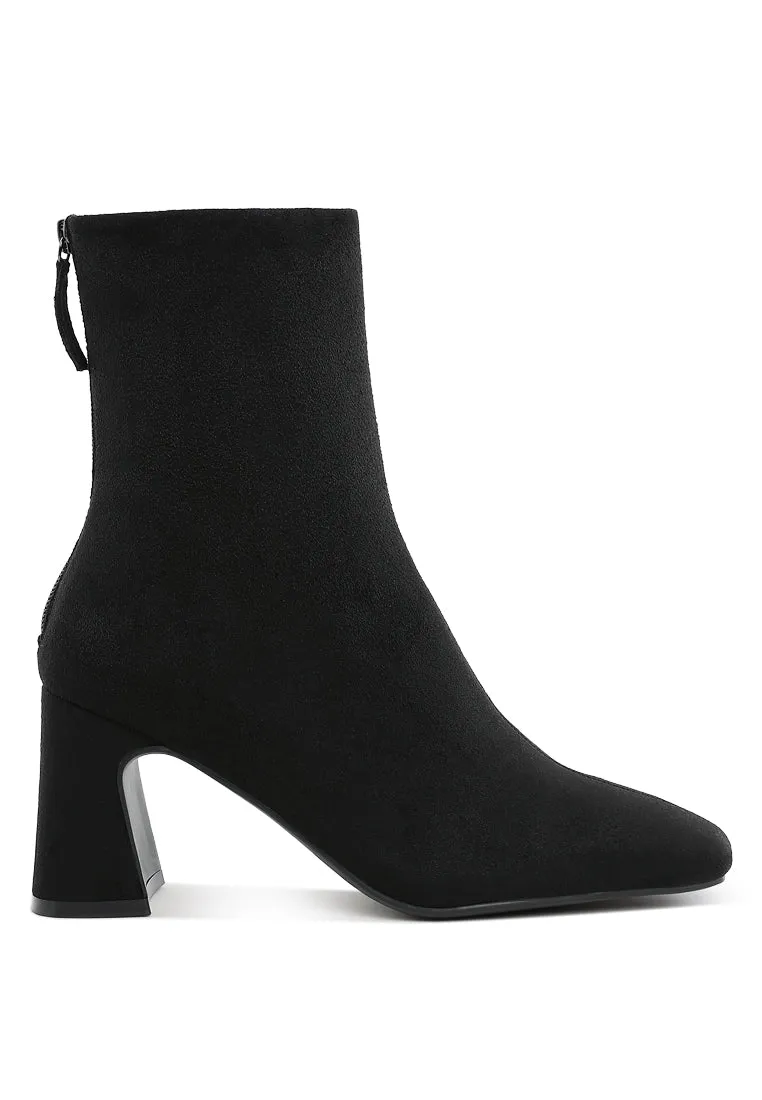 Square Toe Microfiber Ankle Boots By RUW