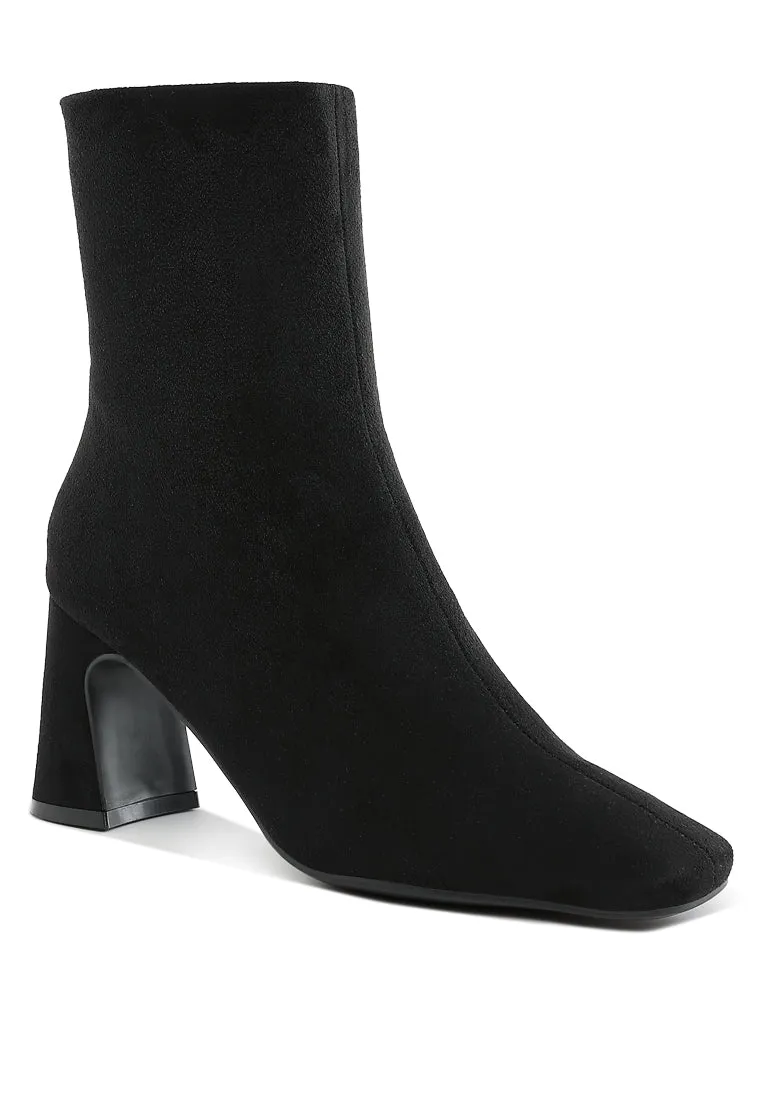 Square Toe Microfiber Ankle Boots By RUW