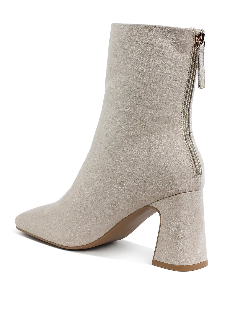 Square Toe Microfiber Ankle Boots By RUW