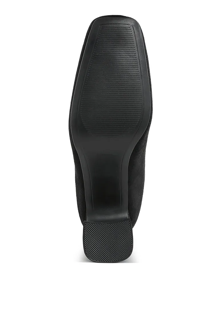 Square Toe Microfiber Ankle Boots By RUW