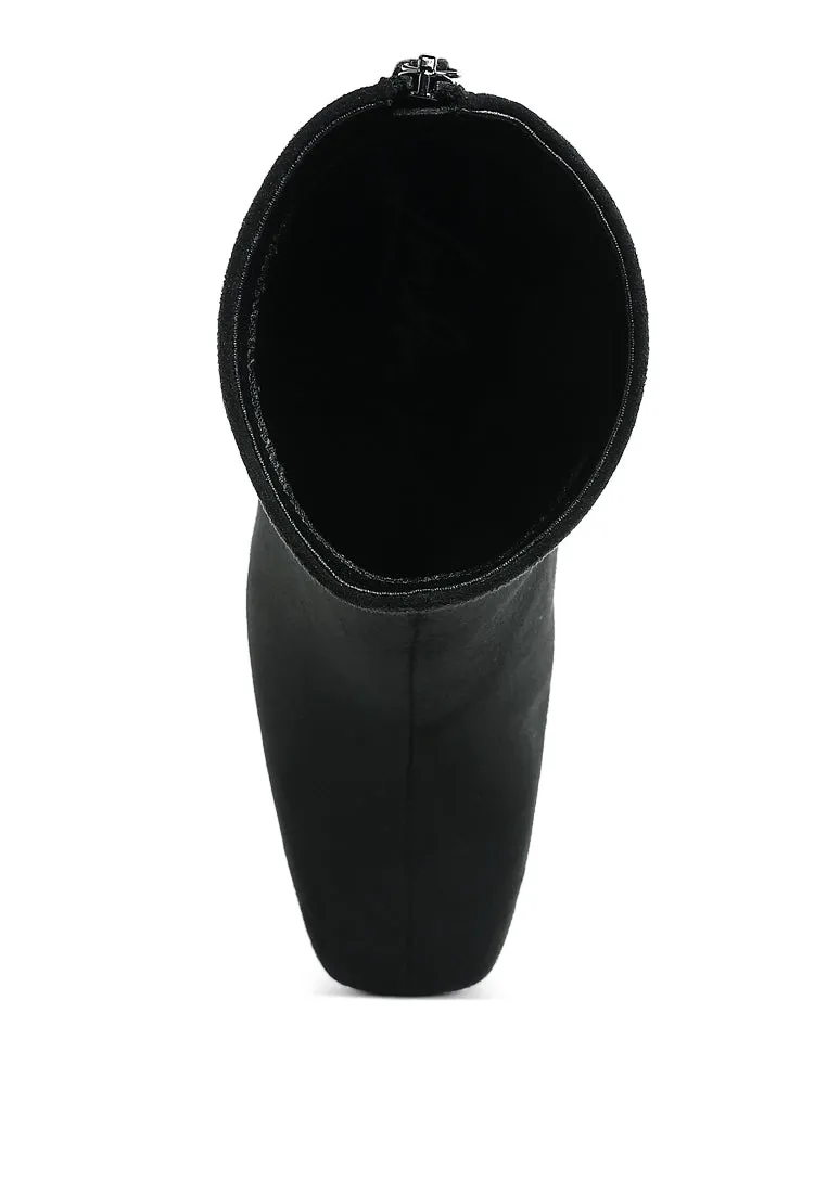 Square Toe Microfiber Ankle Boots By RUW