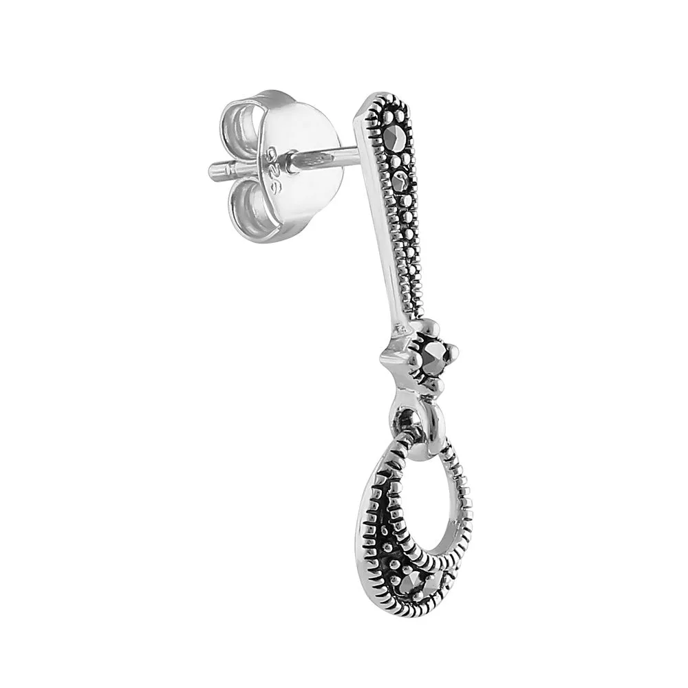 Sterling Silver Elegant Dainty Marcasite  Earrings