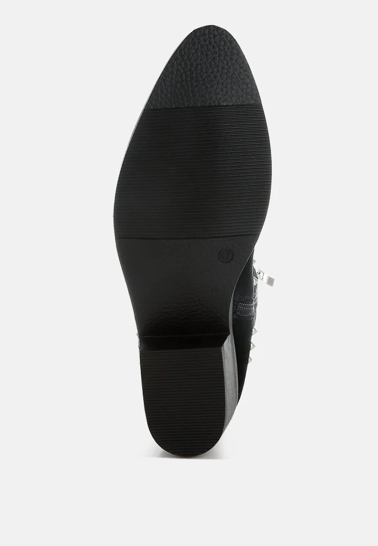 Studs Embellished Cowboy Boots By RUW