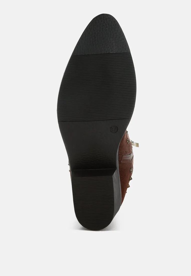 Studs Embellished Cowboy Boots By RUW