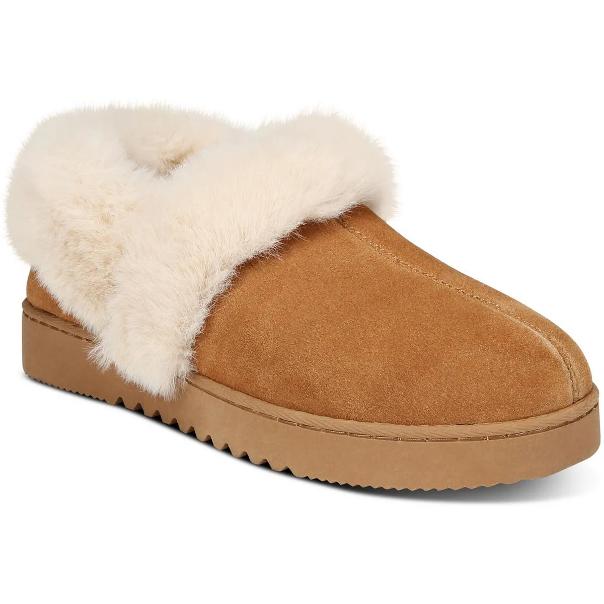Style & Co. Womens Lolaa Faux Fur Suede Loafer Slippers