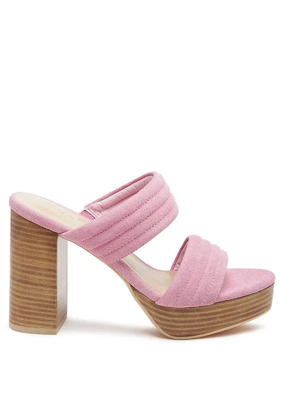 SUEDE SLIP-ON SQUARE HEELED SANDAL