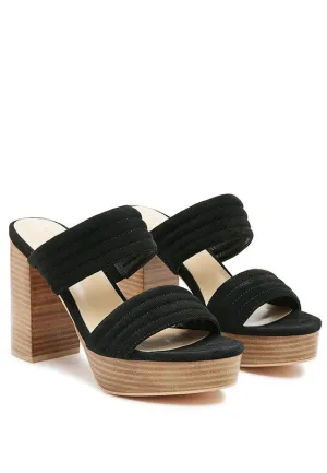 SUEDE SLIP-ON SQUARE HEELED SANDAL