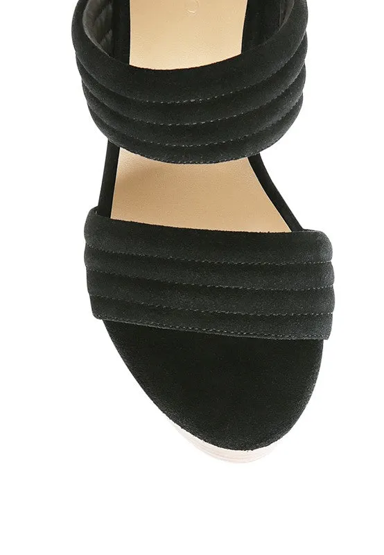 SUEDE SLIP-ON SQUARE HEELED SANDAL