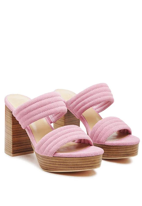 SUEDE SLIP-ON SQUARE HEELED SANDAL