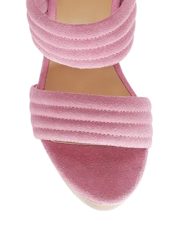 SUEDE SLIP-ON SQUARE HEELED SANDAL