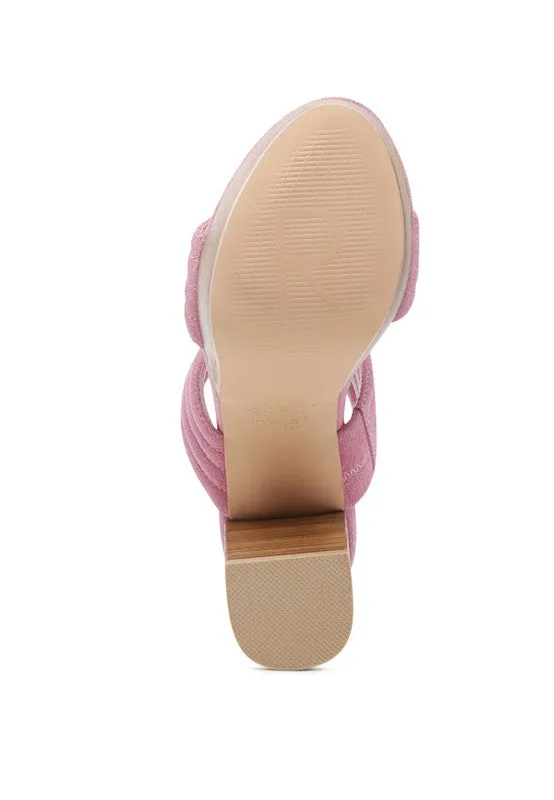 SUEDE SLIP-ON SQUARE HEELED SANDAL