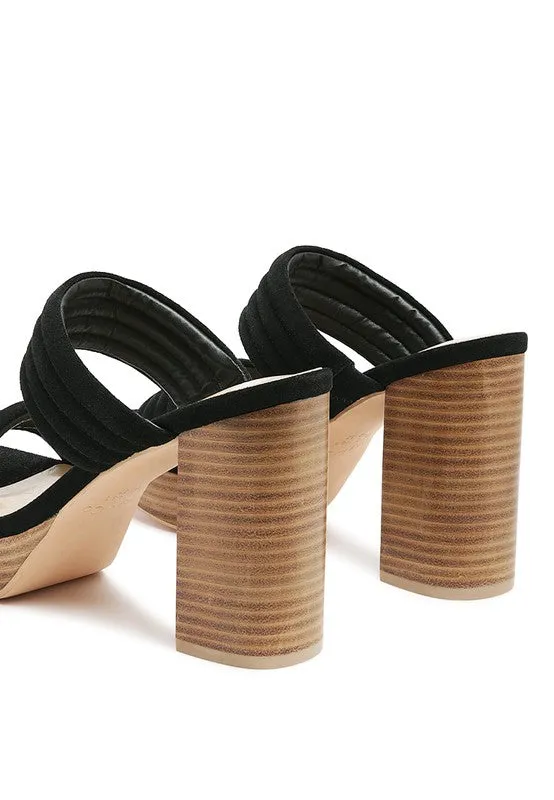 SUEDE SLIP-ON SQUARE HEELED SANDAL