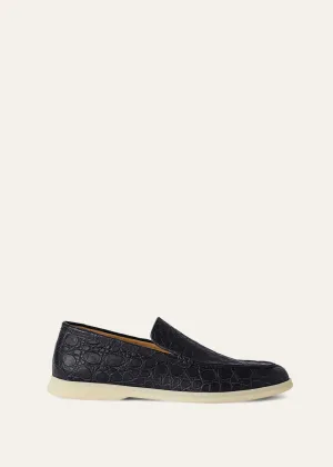 Summer Walk in Blue Caiman Leather for Men