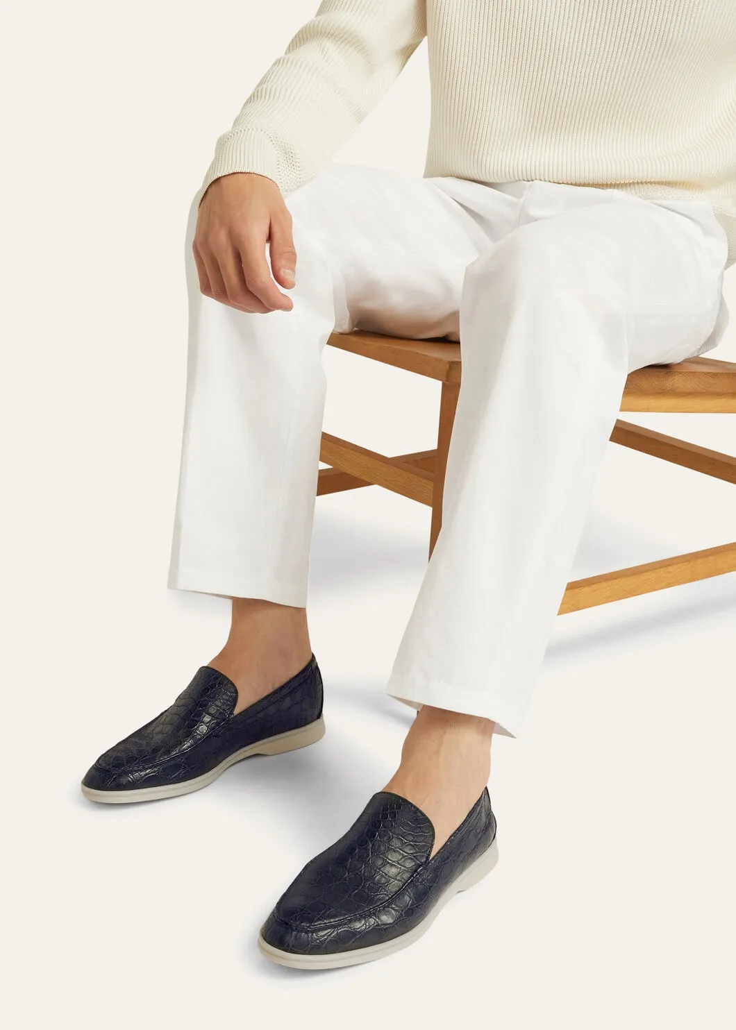 Summer Walk in Blue Caiman Leather for Men