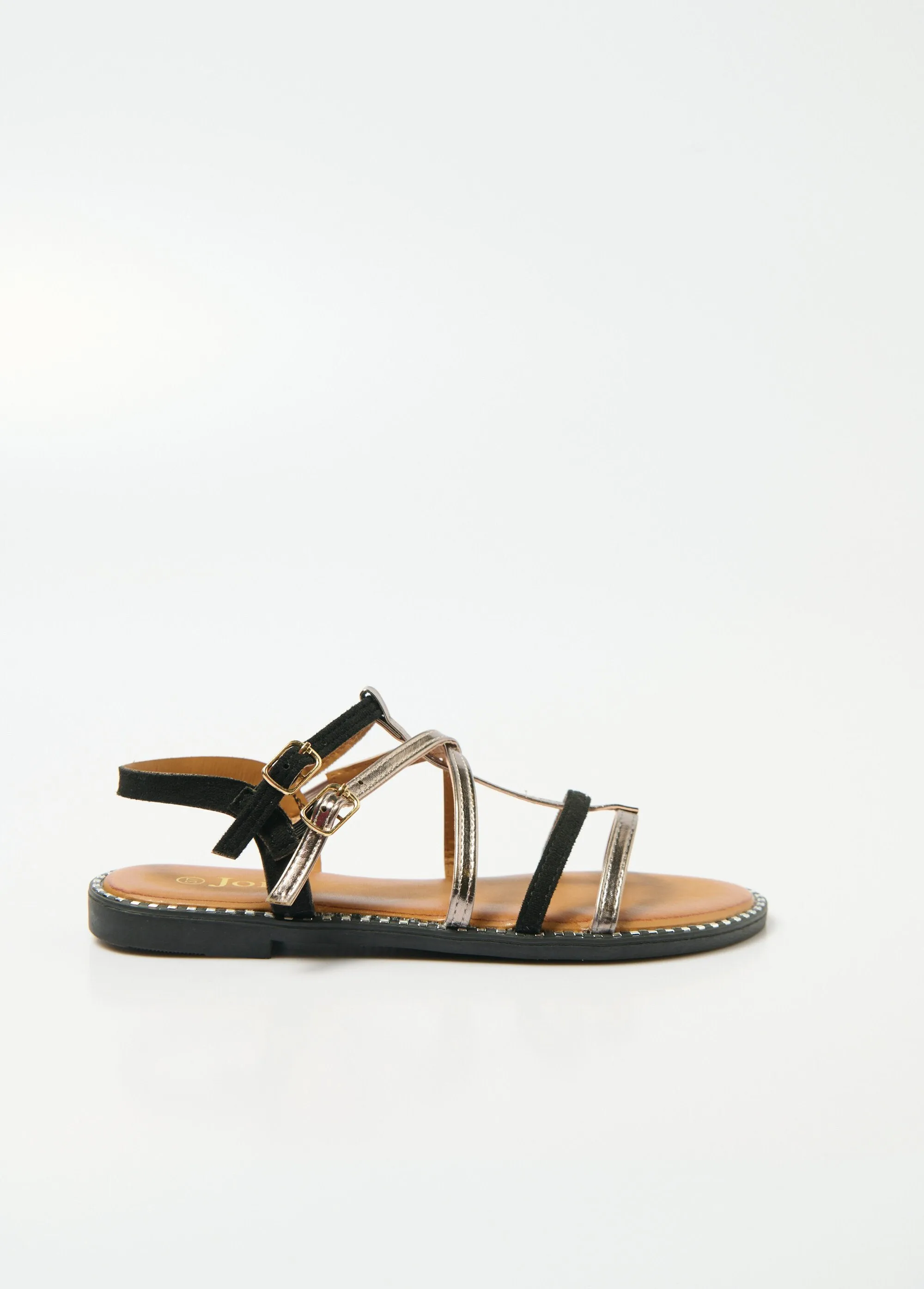 Two-material gladiator sandals with straps