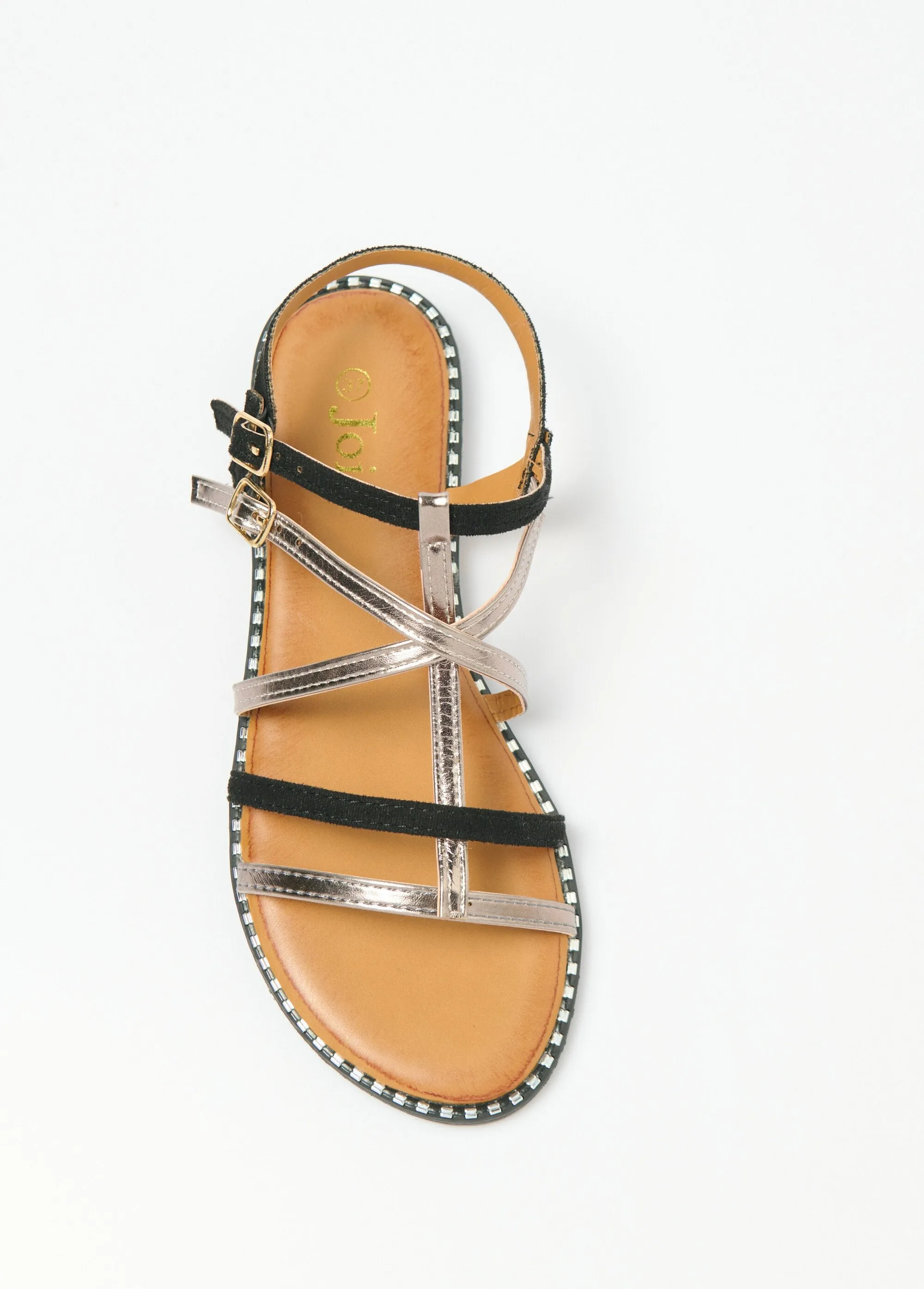 Two-material gladiator sandals with straps