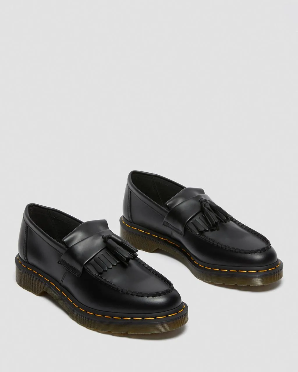 Unisex Adrian Yellow Stitch Leather Tassel Loafers Black