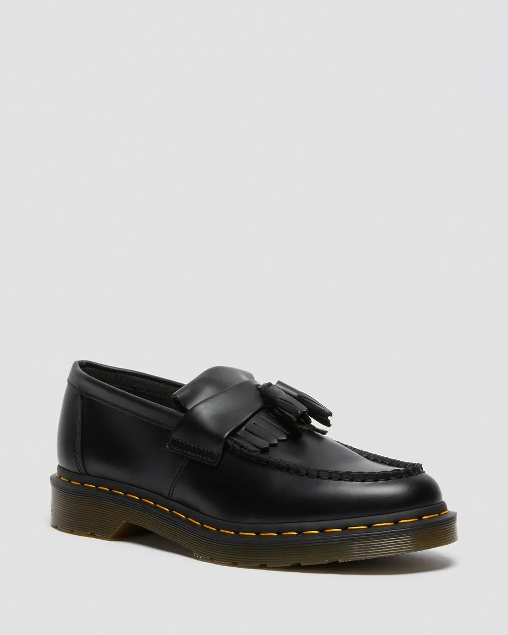 Unisex Adrian Yellow Stitch Leather Tassel Loafers Black