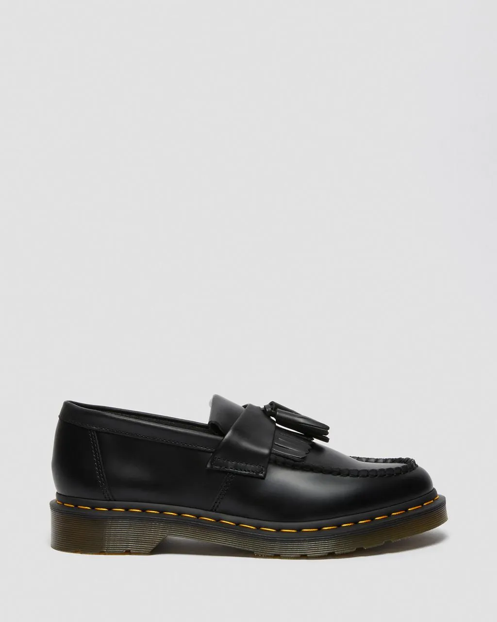 Unisex Adrian Yellow Stitch Leather Tassel Loafers Black