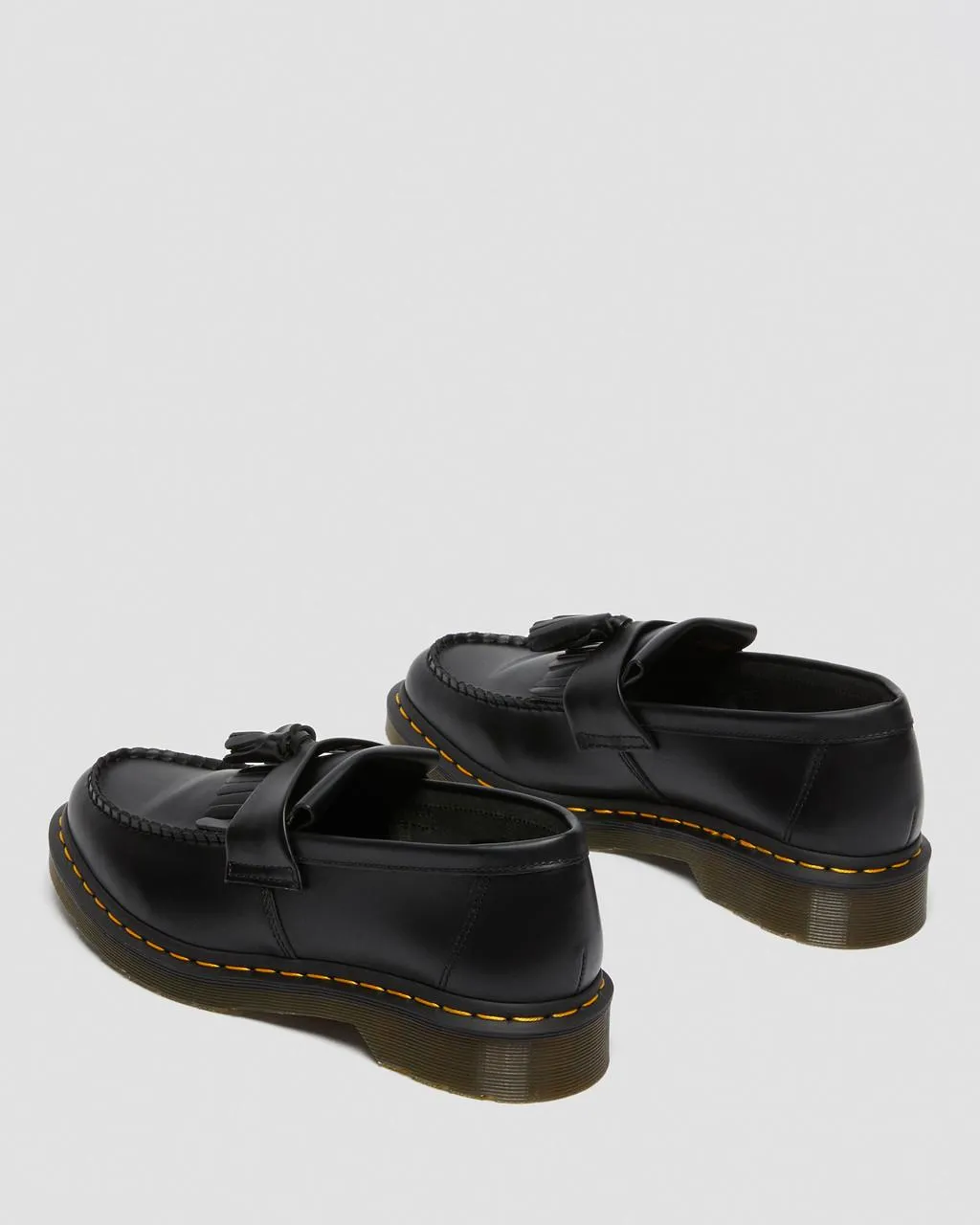 Unisex Adrian Yellow Stitch Leather Tassel Loafers Black