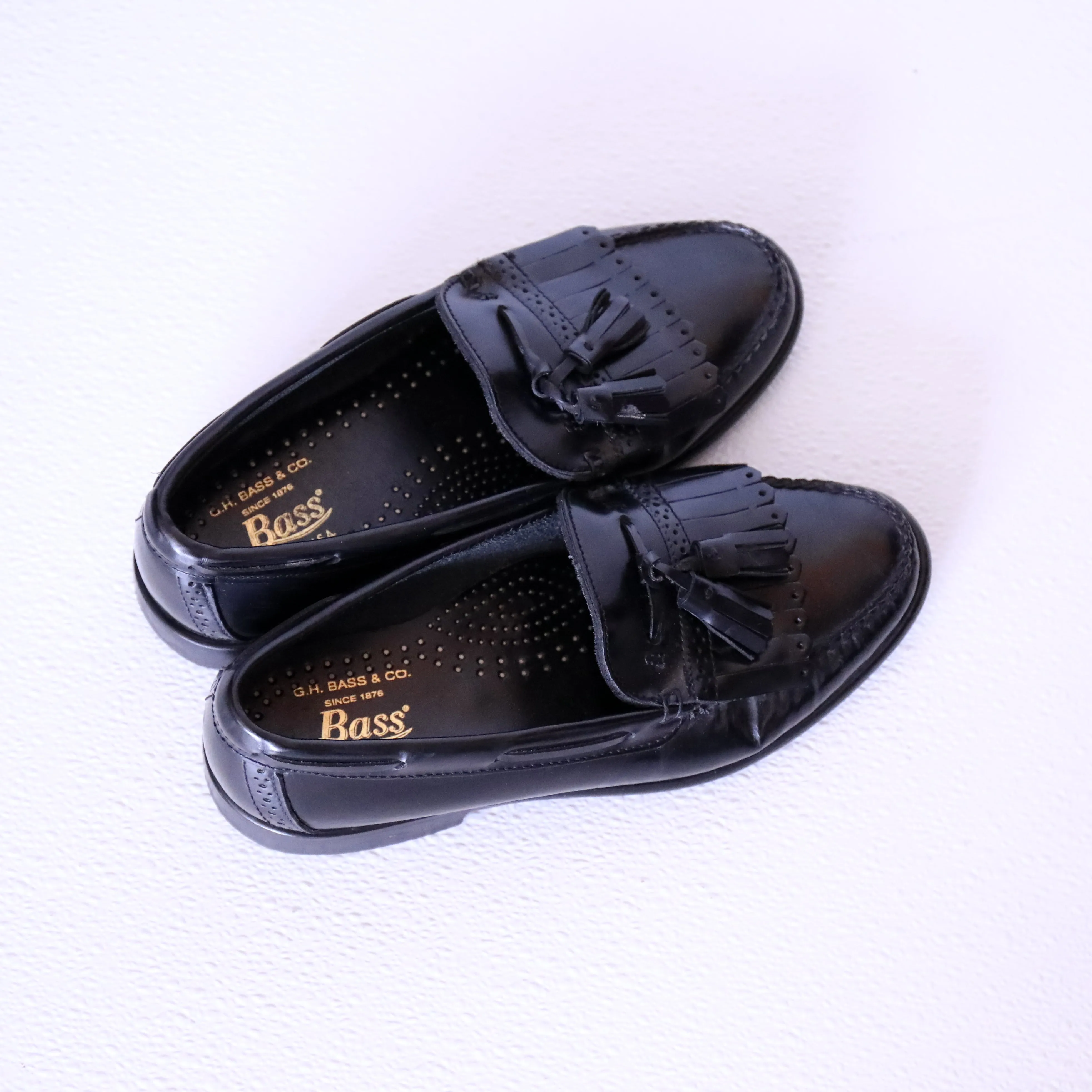 Vintage Bass Black Tassel Fringe Loafer