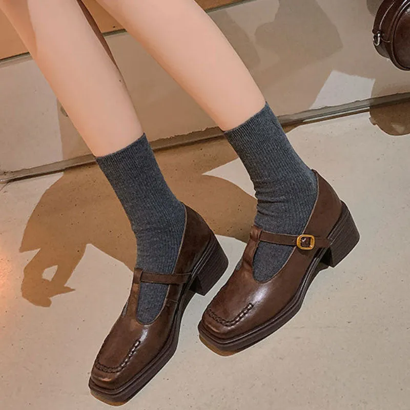 VINTAGE T STRAP LOAFERS PUMPS LOW HEEL