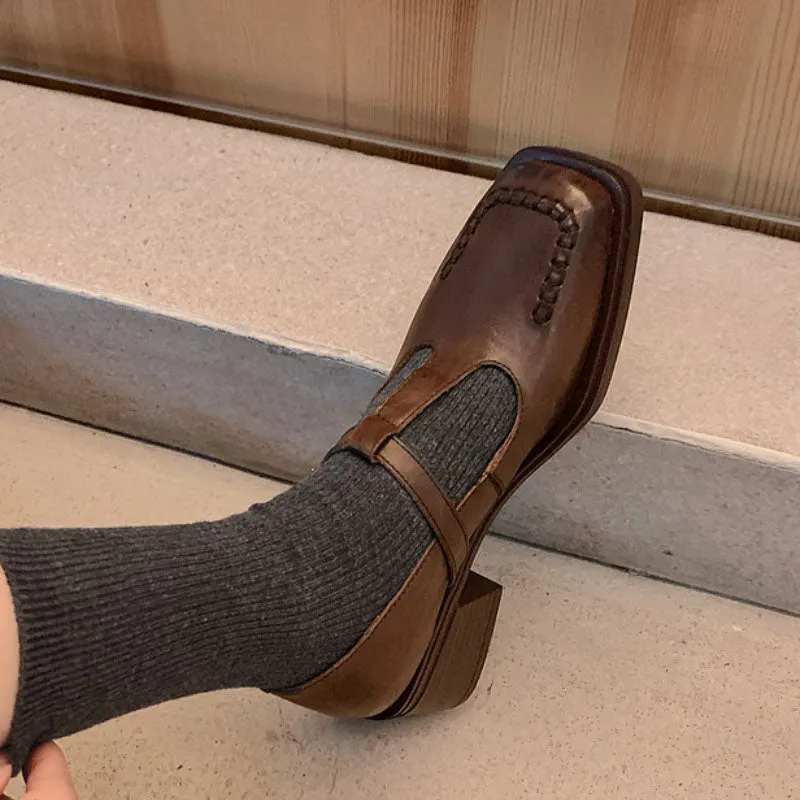 VINTAGE T STRAP LOAFERS PUMPS LOW HEEL