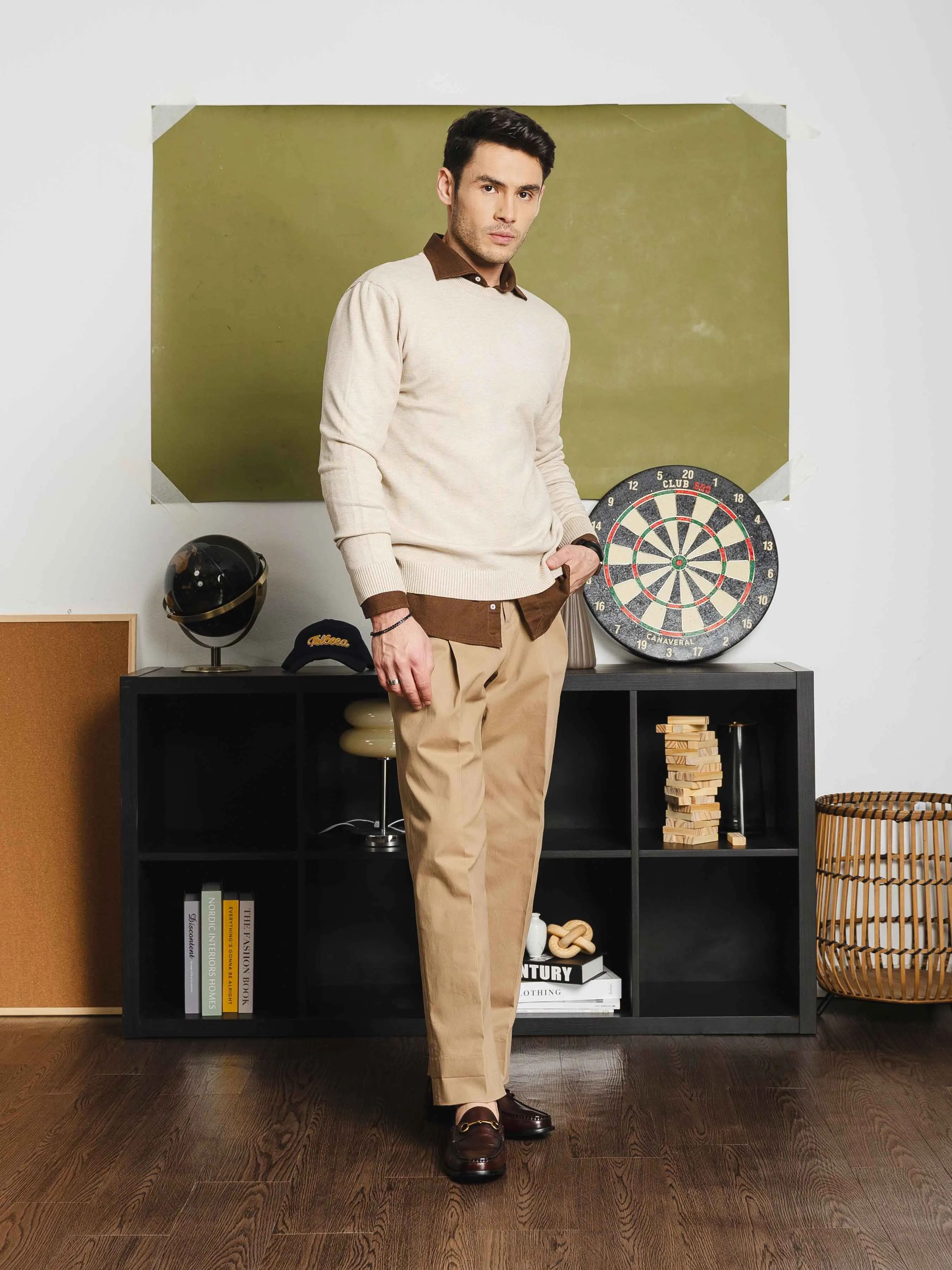 Vittorio Long Sleeve Crew Neck - Beige