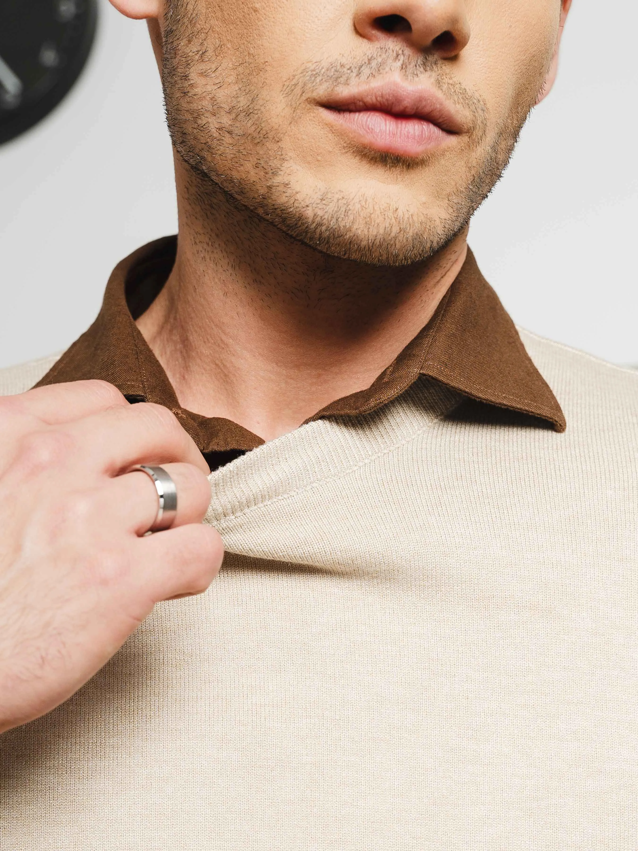 Vittorio Long Sleeve Crew Neck - Beige