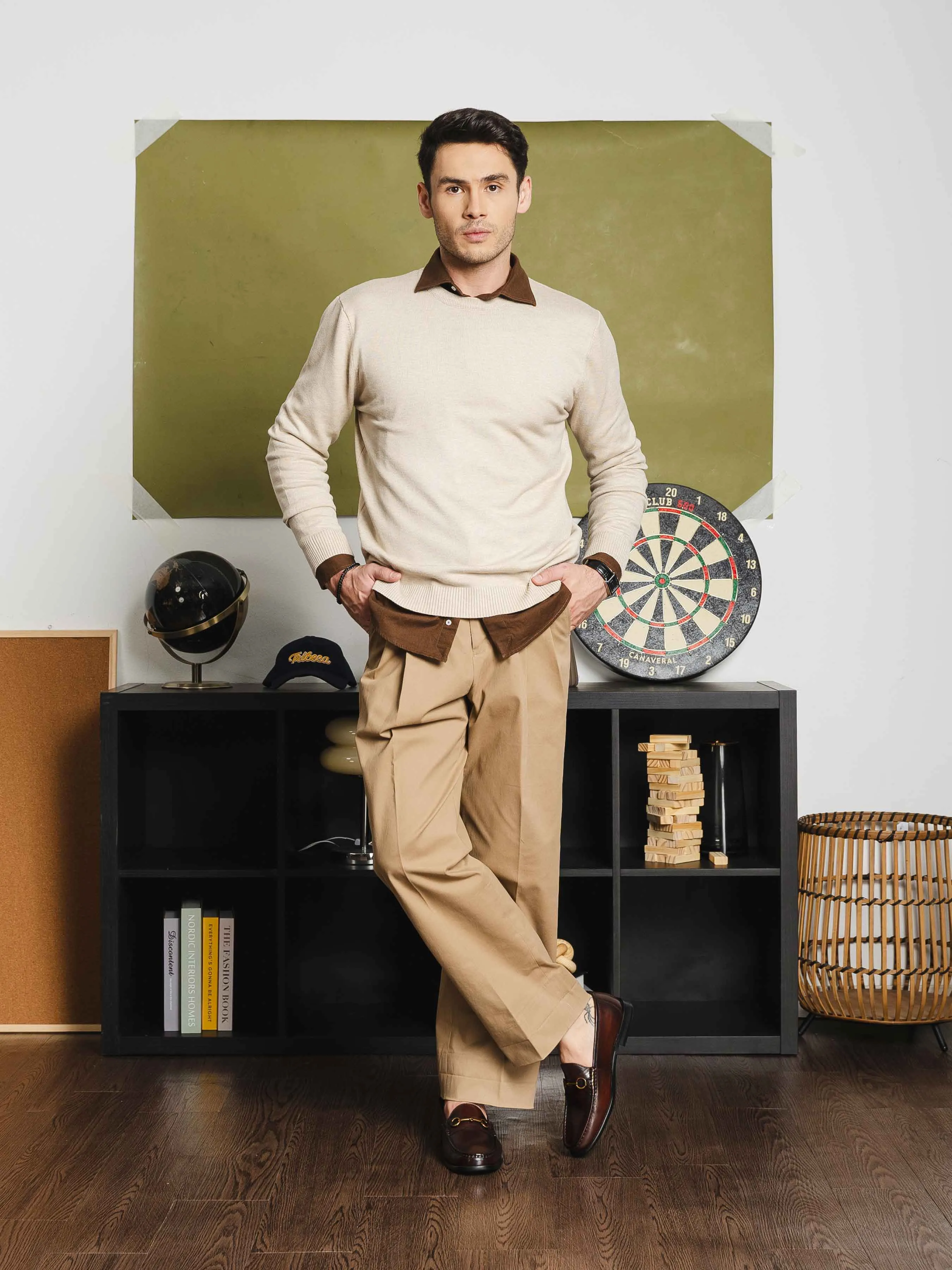 Vittorio Long Sleeve Crew Neck - Beige