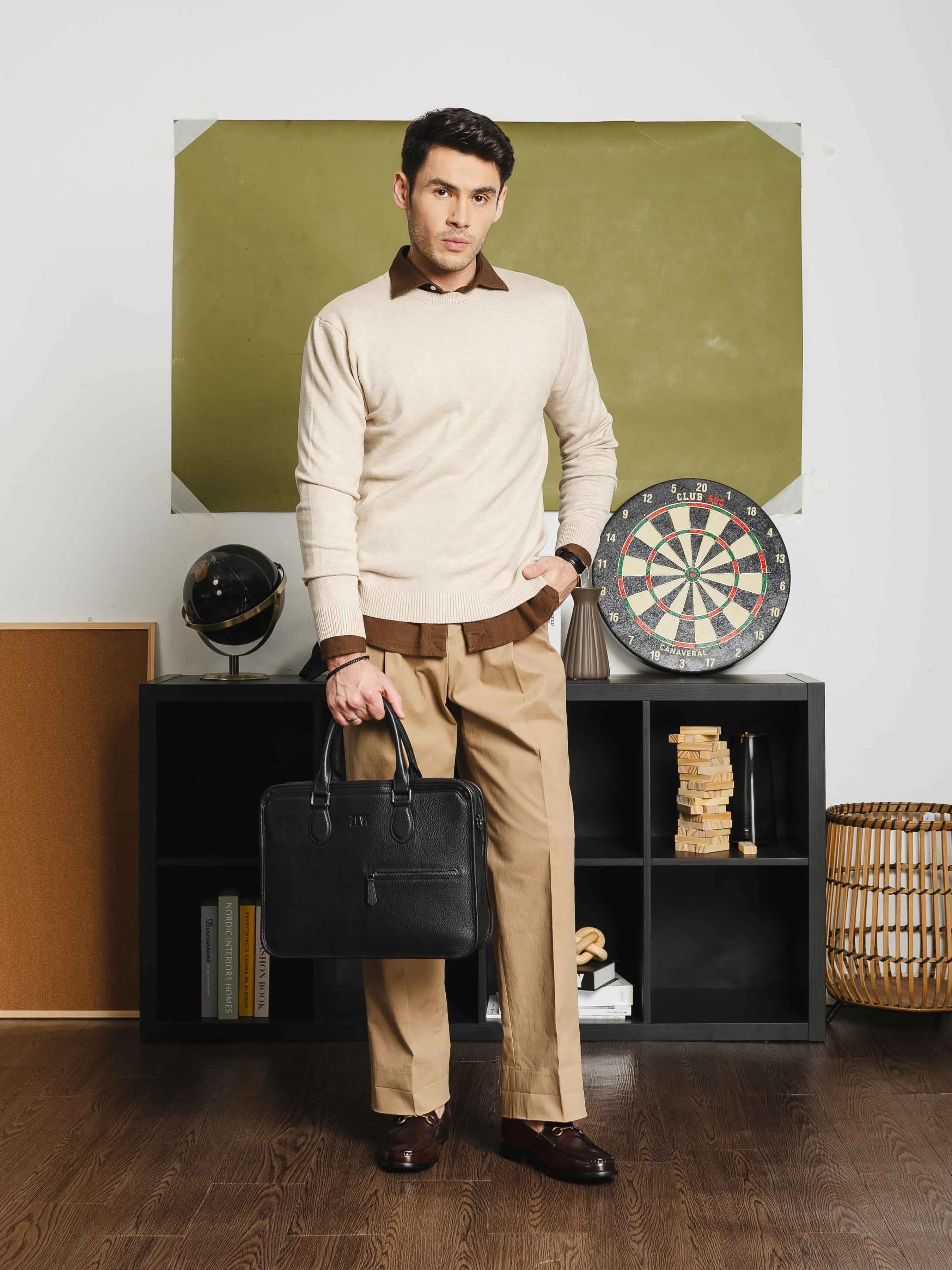 Vittorio Long Sleeve Crew Neck - Beige