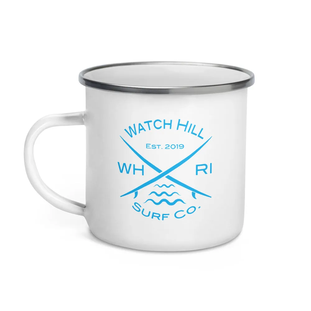 Watch Hill Surf Co. 'Crossed Boards' Enamel Mug (Cyan)
