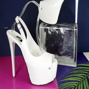 White Patent Open Back High Heels