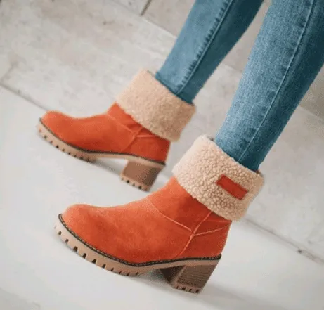 Women minimalistic Faux Suede Winter Boots