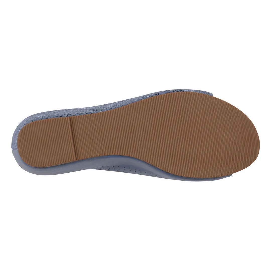 Women's Dacia Blue Snake-Skin Wedge Sandals