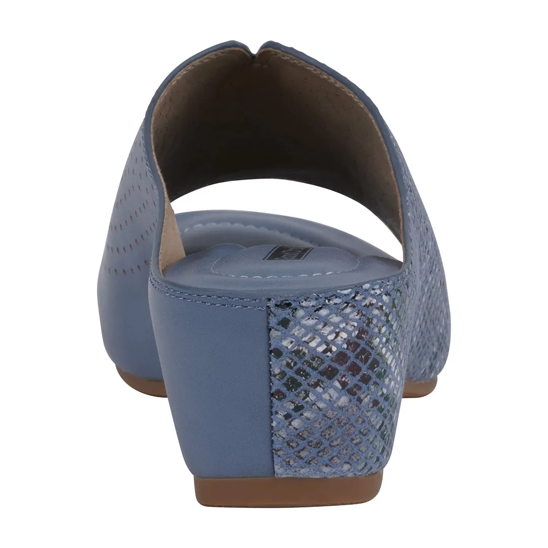 Women's Dacia Blue Snake-Skin Wedge Sandals
