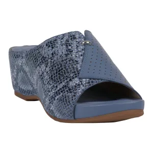 Women's Dacia Blue Snake-Skin Wedge Sandals