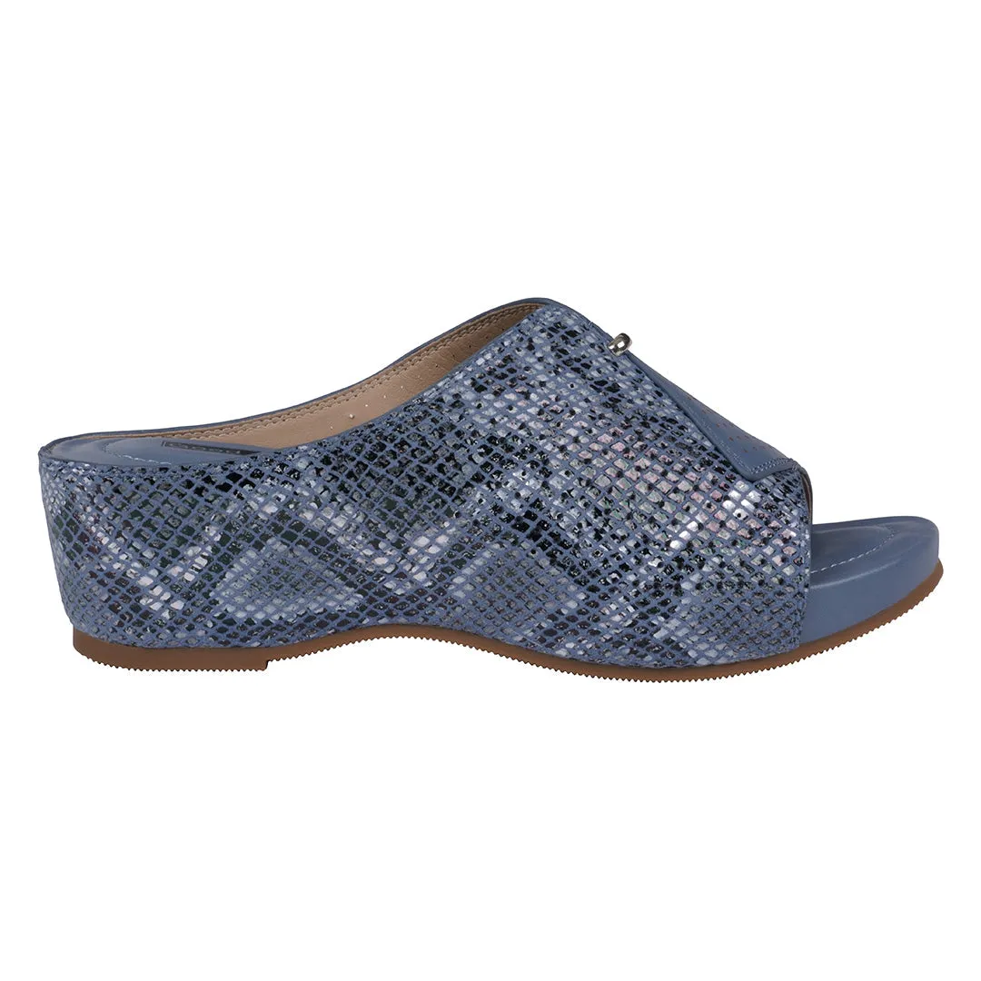 Women's Dacia Blue Snake-Skin Wedge Sandals
