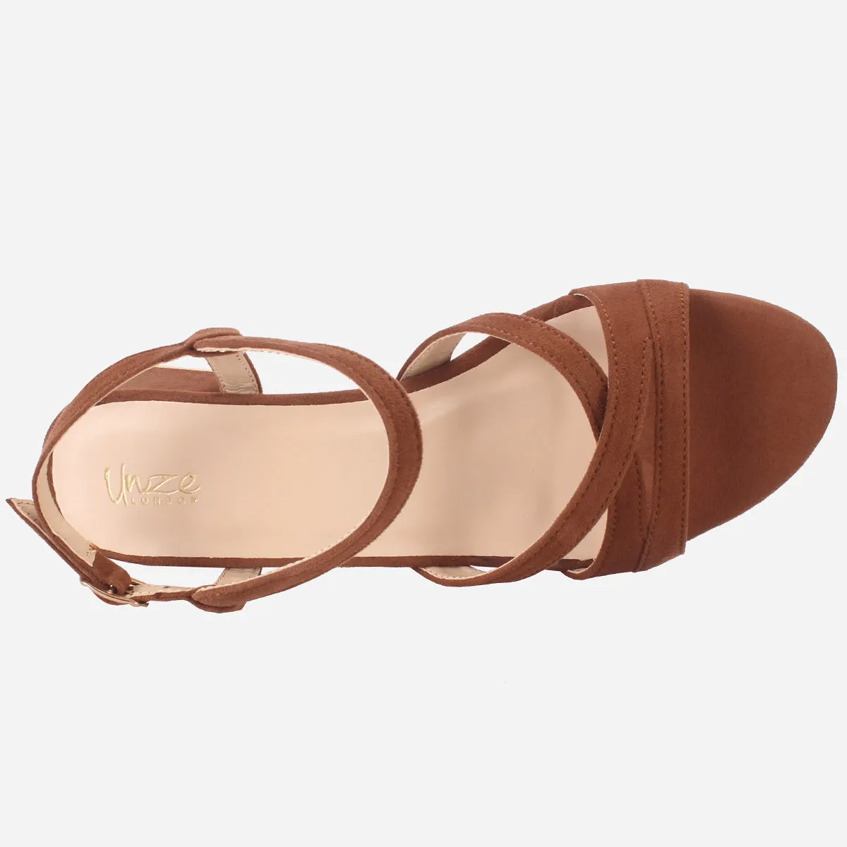 Womens "SAVON" Crossover Strap Block Heeled Sandals