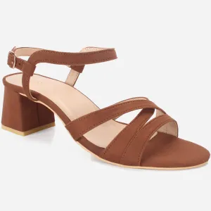 Womens "SAVON" Crossover Strap Block Heeled Sandals