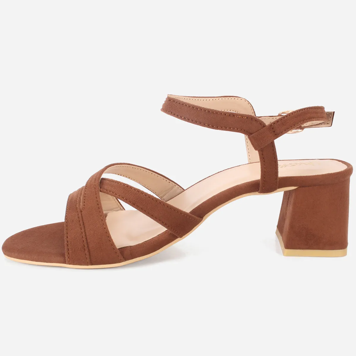 Womens "SAVON" Crossover Strap Block Heeled Sandals