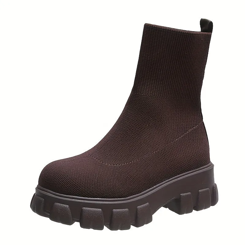 Womens Trendy Thick-soled Sock Boots