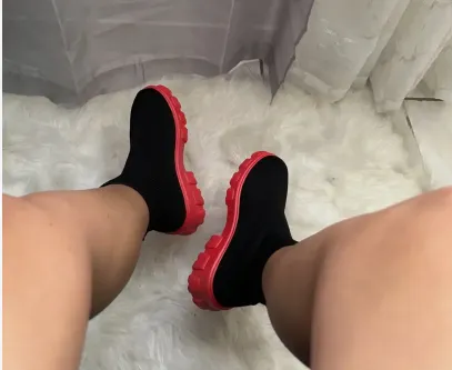 Womens Trendy Thick-soled Sock Boots